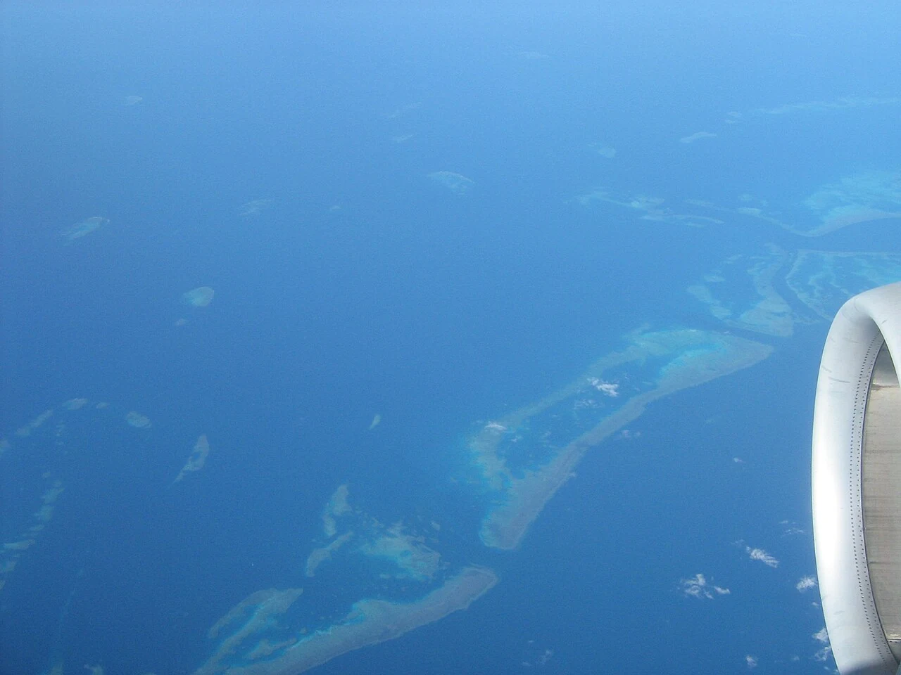 Aerial view of coral formations in the Great Barrier Reef