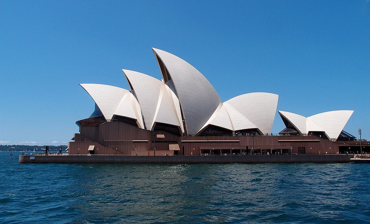 Sydney Opera House and the blue waters of Sydney Harbour